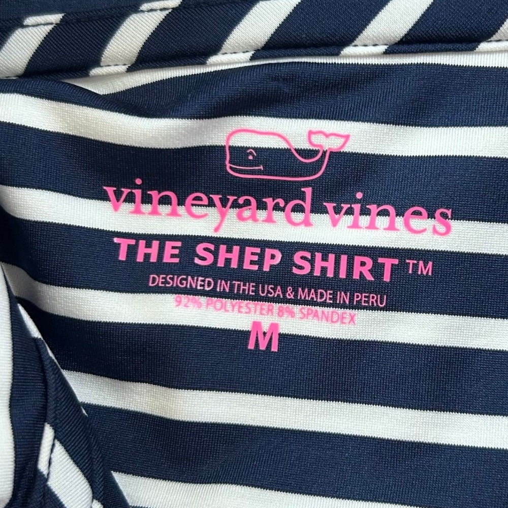 Vineyard Vines Shep Shirt Womens M Navy Stripe 1/4 Zip Pullover Preppy Coastal - Picture 4 of 8